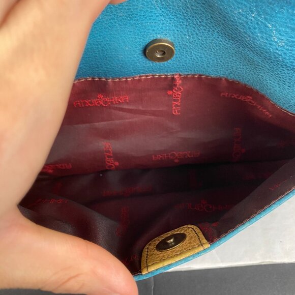 Gorgeous Anuschka Bag. Hand Painted Shoulder Bag. Blue And Rose Pattern. - Picture 9 of 16